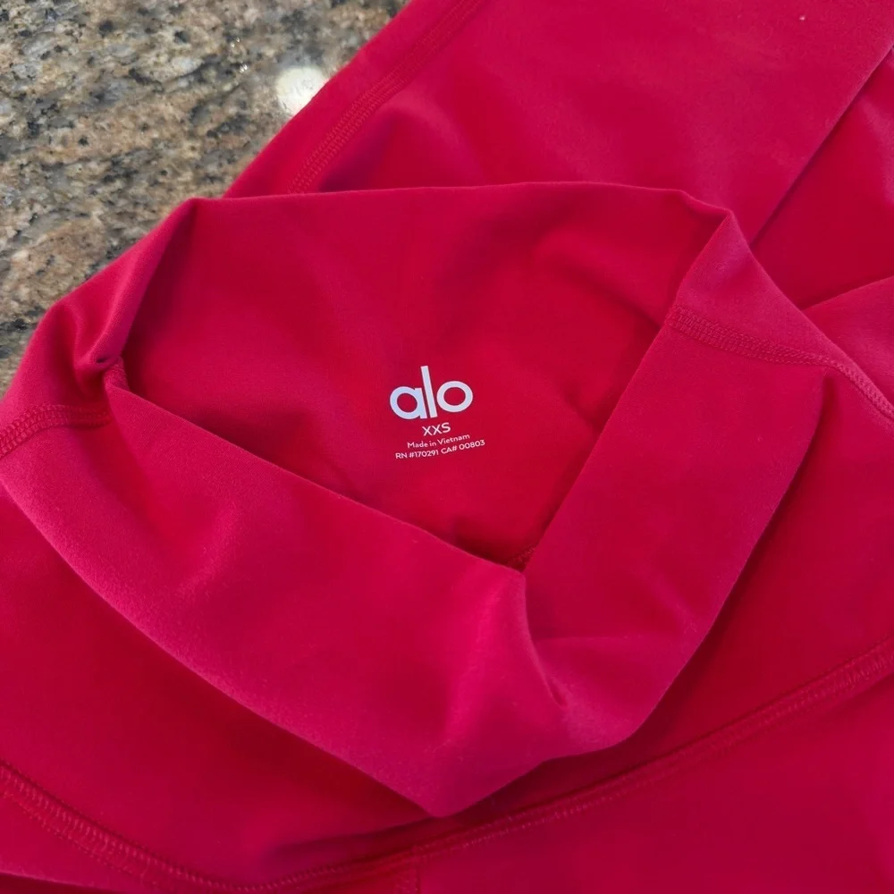 NWT Alo Bold Red Alosoft Leggings High Waisted 7/8 Pants Yoga Workout Brand New